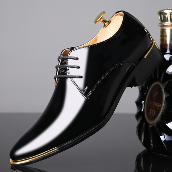 2019 Cross-border Large Size Men's Shoes Fashion Bright Leather Shoes Men's Shoes Lace-up Men's Shoes Manufacturers Wholesale - Image 2