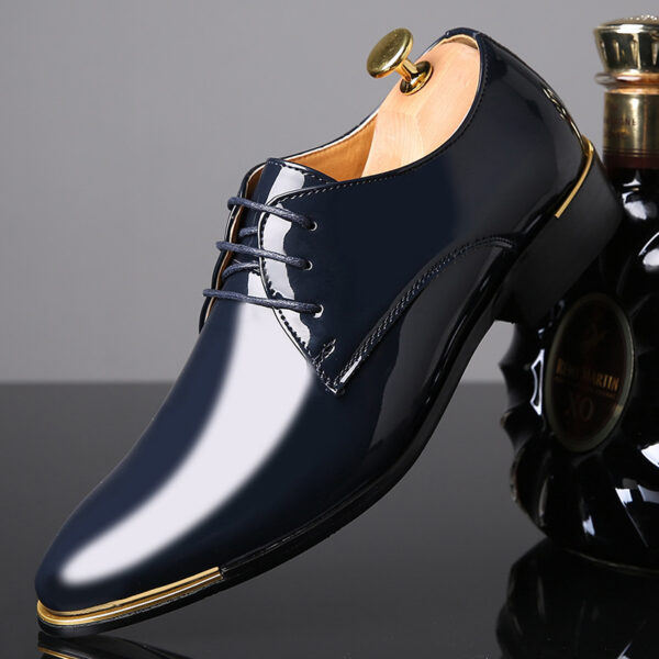 2019 Cross-border Large Size Men's Shoes Fashion Bright Leather Shoes Men's Shoes Lace-up Men's Shoes Manufacturers Wholesale - Image 4