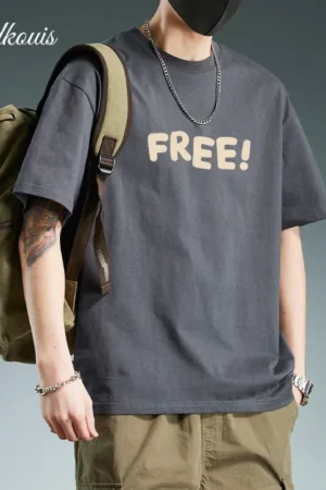 Trendy Pure Cotton Short Sleeve Men's T-Shirt Loose Fit Versatile Casual Half Sleeve Summer Time Fashion Icon Printed Tops