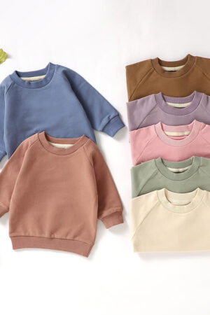 INS Hot Selling Baby Sweatshirt GOTS Certified Long Sleeve Sweatshirt Organic Cotton Children's Sweatshirt Woolen Cloth Children's Sweatshirt