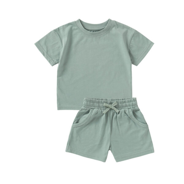 Foreign Trade Baby Short Sleeve Suit Ins Style Children's T-shirt Summer Baby Short Sleeve Two-piece Children's Home Wear Children's Short Sleeve - Image 4