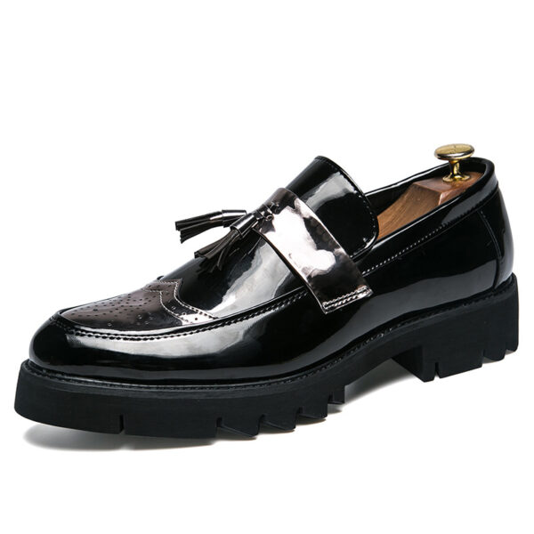Men's Size 45 Fashionable British Style Casual Leather Shoes Increased Height Slip-On Super Fiber Round Toe Low Heel Rubber Sole - Image 5