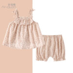 Girls' Suit Summer Girls' Fashionable Western Style Summer Dress 0-3 Years Old New Children's Suit Girls' Sling Shirt