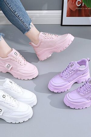 Spring New Korean Style Plus Size Daddy Shoes Female Students Online Red Sneaker Female Casual Platform Height Increasing Shoes