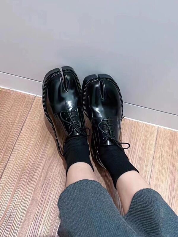 Loafers Women's Autumn New Genuine Leather Leather Shoes Split Toe Shoes Slip-on Horseshoe Shoes Pig Feet Shoes Single-layer Shoes - Image 4