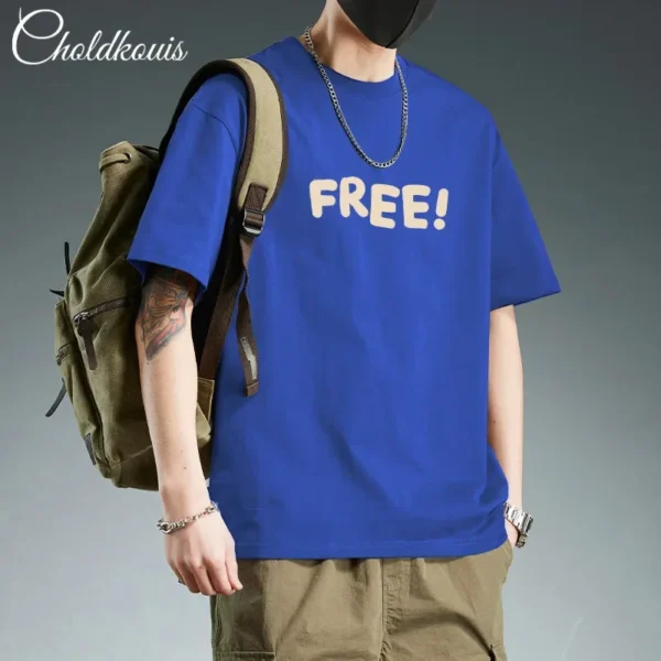 Trendy Pure Cotton Short Sleeve Men's T-Shirt Loose Fit Versatile Casual Half Sleeve Summer Time Fashion Icon Printed Tops - Image 2