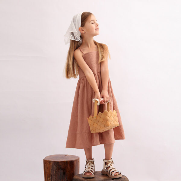 2024 Summer New Double Layer Zou Cloth Cut Flower Strap Dress Girl's Lively Cute Lace-up Sleeveless Dress For Women - Image 2