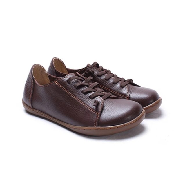 First Layer Cowhide Foreign Trade Plus Size Handmade Shoes Women's Peasant Shoes Slip-on Loafers Retro Genuine Leather Flat Shoes - Image 3