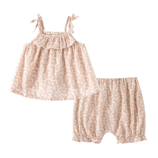 Girls' Suit Summer Girls' Fashionable Western Style Summer Dress 0-3 Years Old New Children's Suit Girls' Sling Shirt - Image 5