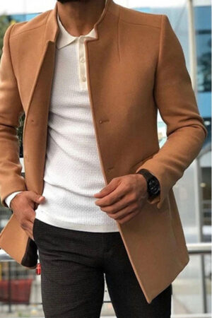 Men's Youth Suit Autumn New Trend Men's Solid Color Slim Fit Woolen Coat Manufacturers