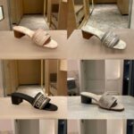 Summer New D Family Old Flower Embroidered Flat Slippers Women's Outfit Beach Casual Sandals Trendy