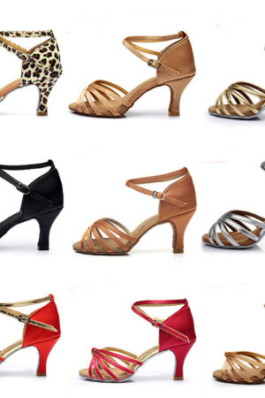 Latin Dance Shoes Women's Adult High Heel Dance Shoes Latin Dance Indoor Practice Shoes Satin Gymnastics Shoes