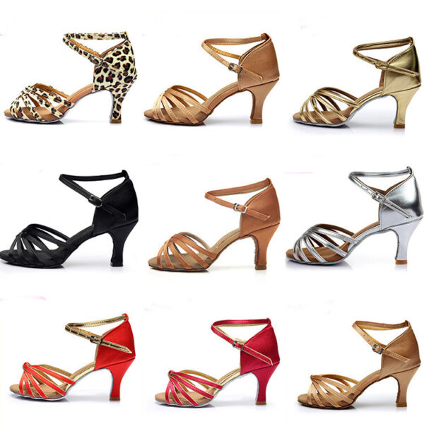 Latin Dance Shoes Women's Adult High Heel Dance Shoes Latin Dance Indoor Practice Shoes Satin Gymnastics Shoes