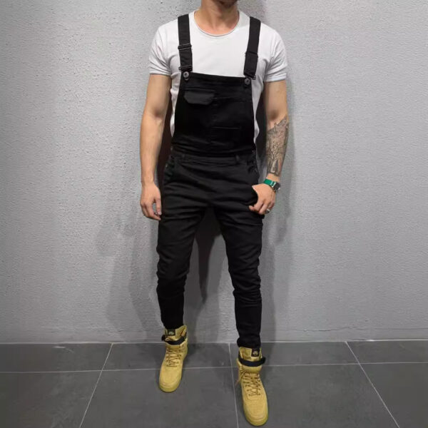 wish Amazon New Retro Men's Denim Long Pants One-piece Overalls 6 Colors - Image 5