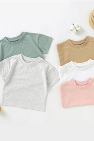 Ins Children's Short-sleeved Summer Baby's Short-sleeved GOTS Children's T-shirt 100% Organic Cotton Short-sleeved Sweatshirt Foreign Trade Children's T-shirt
