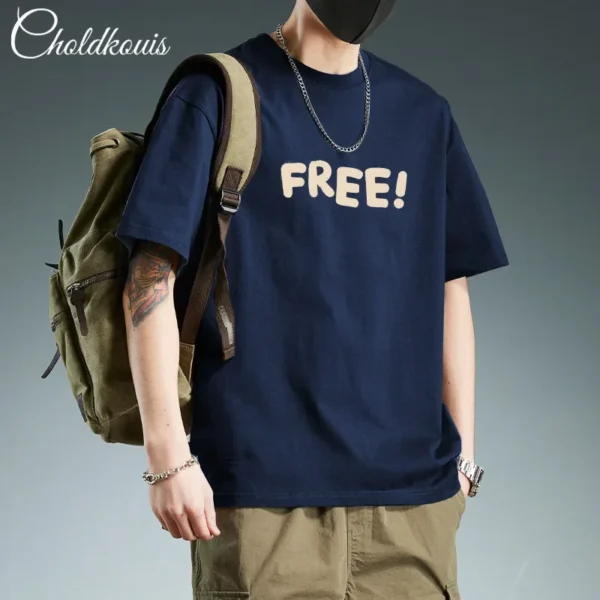 Trendy Pure Cotton Short Sleeve Men's T-Shirt Loose Fit Versatile Casual Half Sleeve Summer Time Fashion Icon Printed Tops - Image 3
