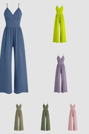 Summer Pants Set Multi-color Temperament Commuter Sling Waist Fashion Casual Jumpsuit