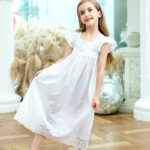 Summer Girls' Clothing Cotton Cloth Computer Embroidery Cool Breathable European Version Girls Princess Nightdress Pajamas Home Clothes