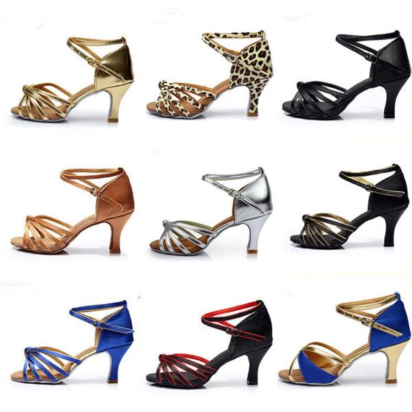 Latin Dance Shoes Women's Adult High Heel Dance Shoes Latin Dance Indoor Practice Shoes Satin Gymnastics Shoes - Image 5