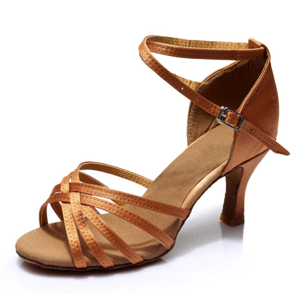 Latin Dance Shoes Women's Adult High Heel Dance Shoes Latin Dance Indoor Practice Shoes Satin Gymnastics Shoes - Image 2