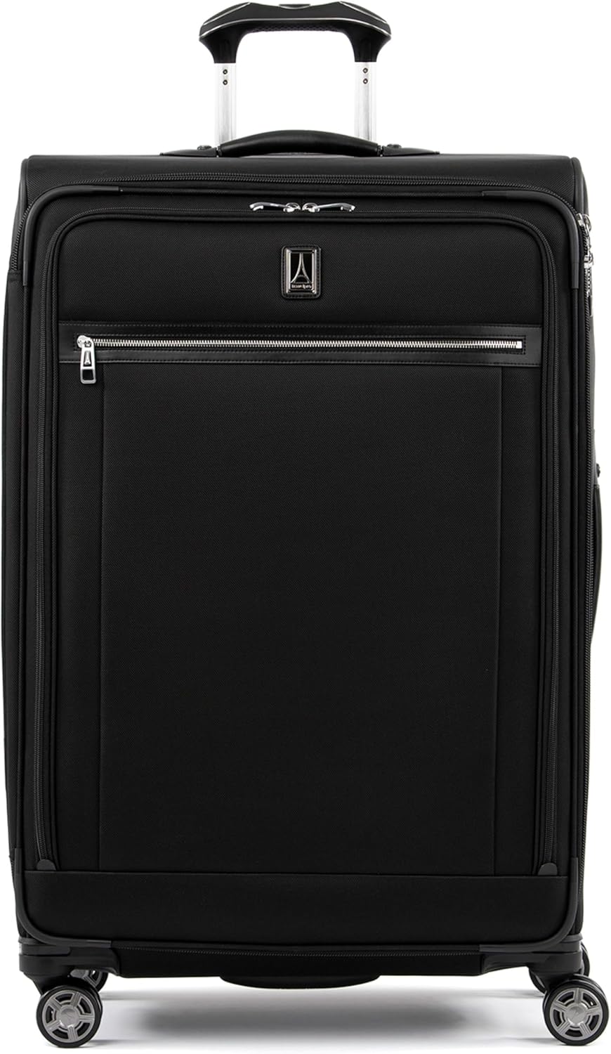 Travelpro Platinum Elite Softside Expandable Checked Suitcase, 8 Wheel Spinner Large Suitcase, TSA Lock, Men and Women, Shadow Black, Checked Large