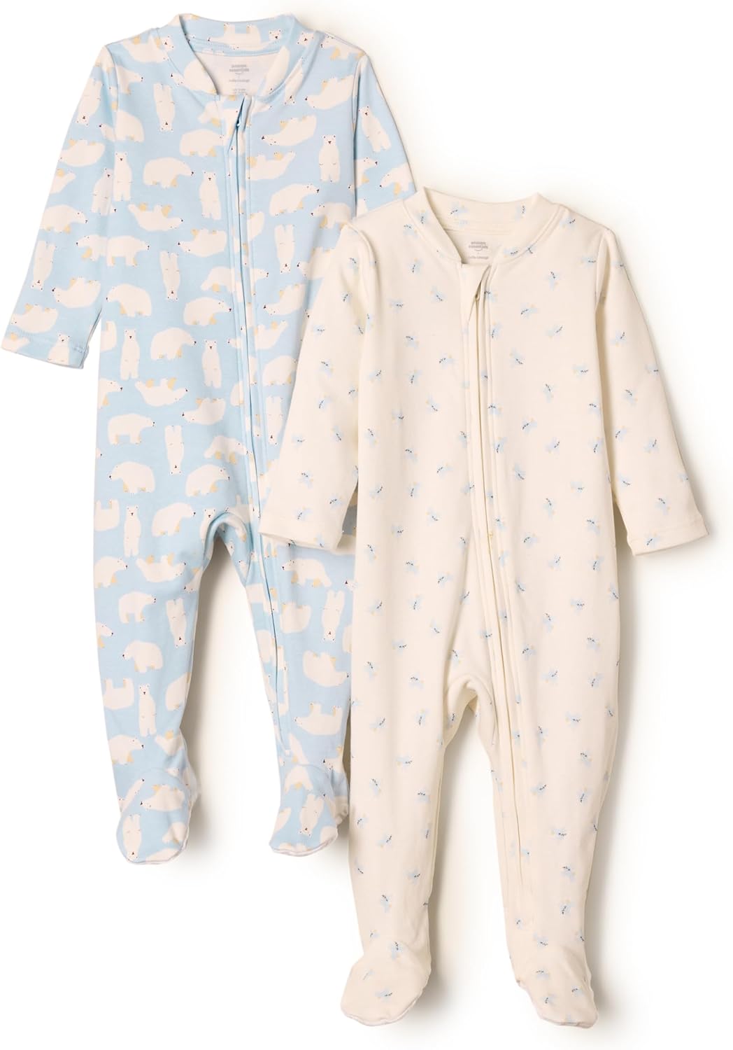 Amazon Essentials x Sofia Grainge Unisex Babies’ Cotton Footed Sleepsuit, Pack of 2