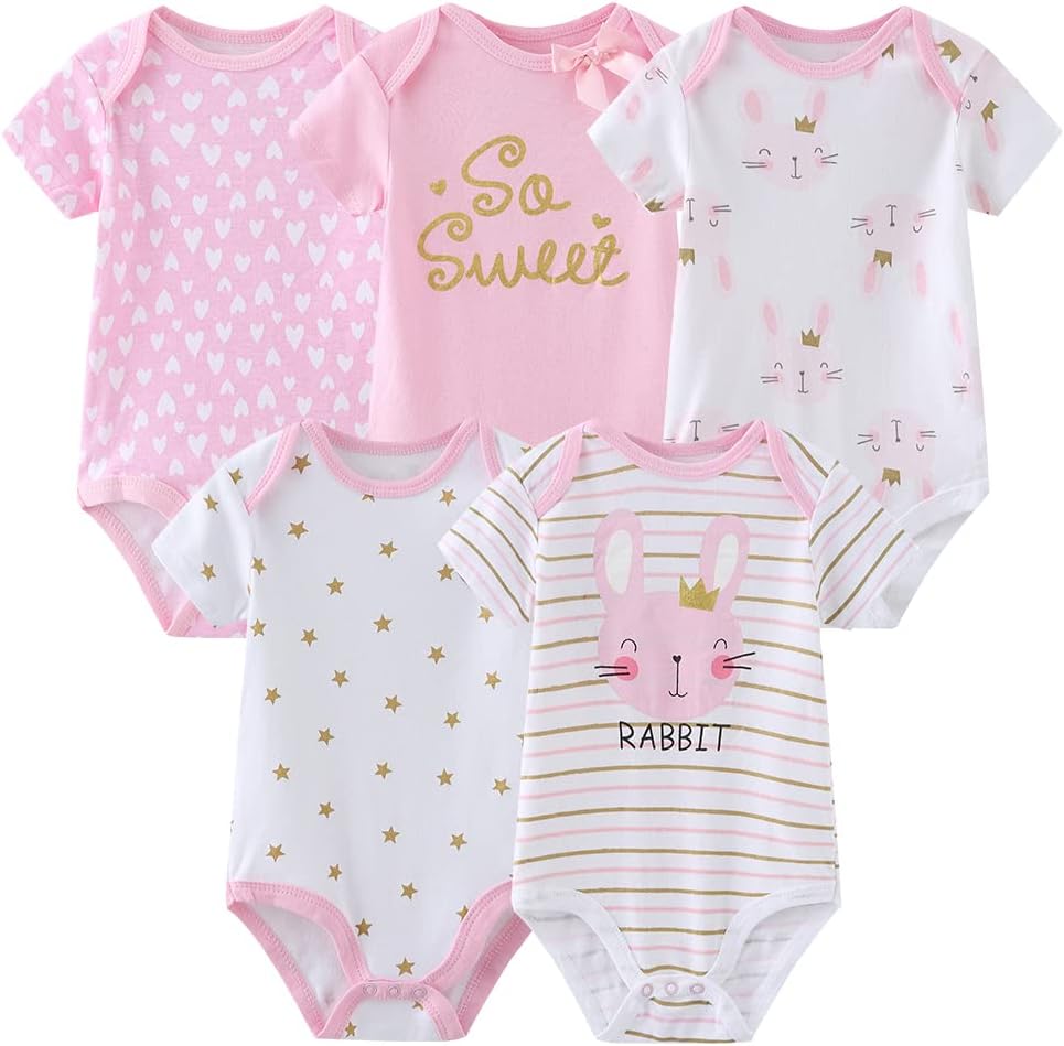 Baby Bodysuits Baby Pants Trousers Baby Clothes Short Sleeve Bodysuits One-Piece for Baby Boys and Girls