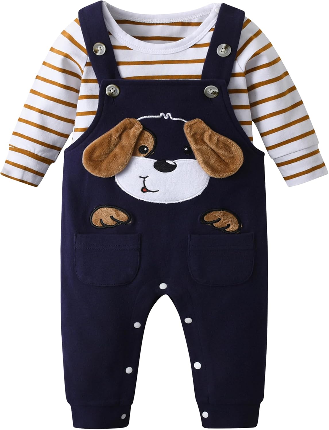 Derouetkia Baby Boy Clothes Striped Tops Animal Print + Pants Outfit Set