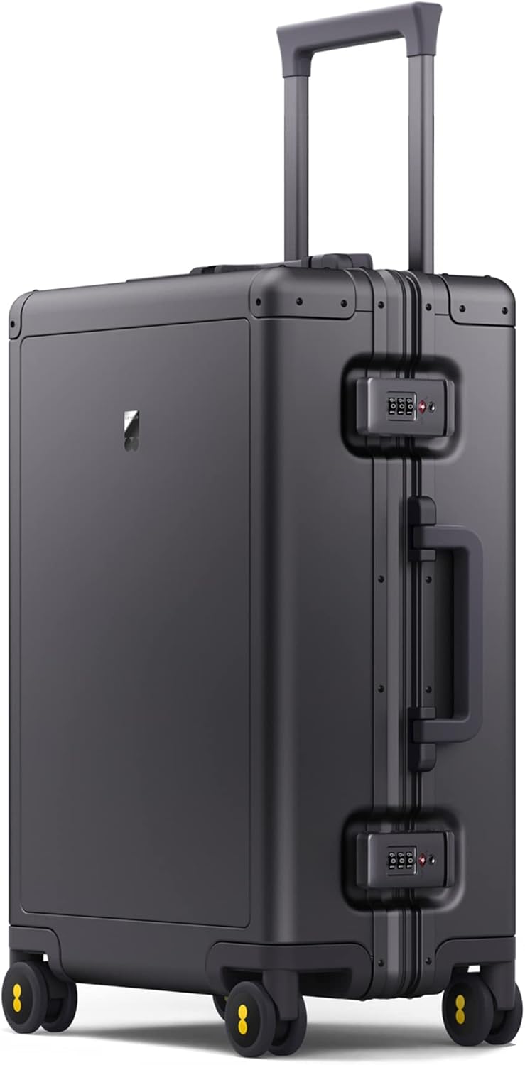LEVEL8 Aluminum Suitcase Carry on Luggage 20-Inch Hardside Hand Spinner Trolley, Double TSA, Zipperless Luggage(56cm, 35.5L, Dark Grey)