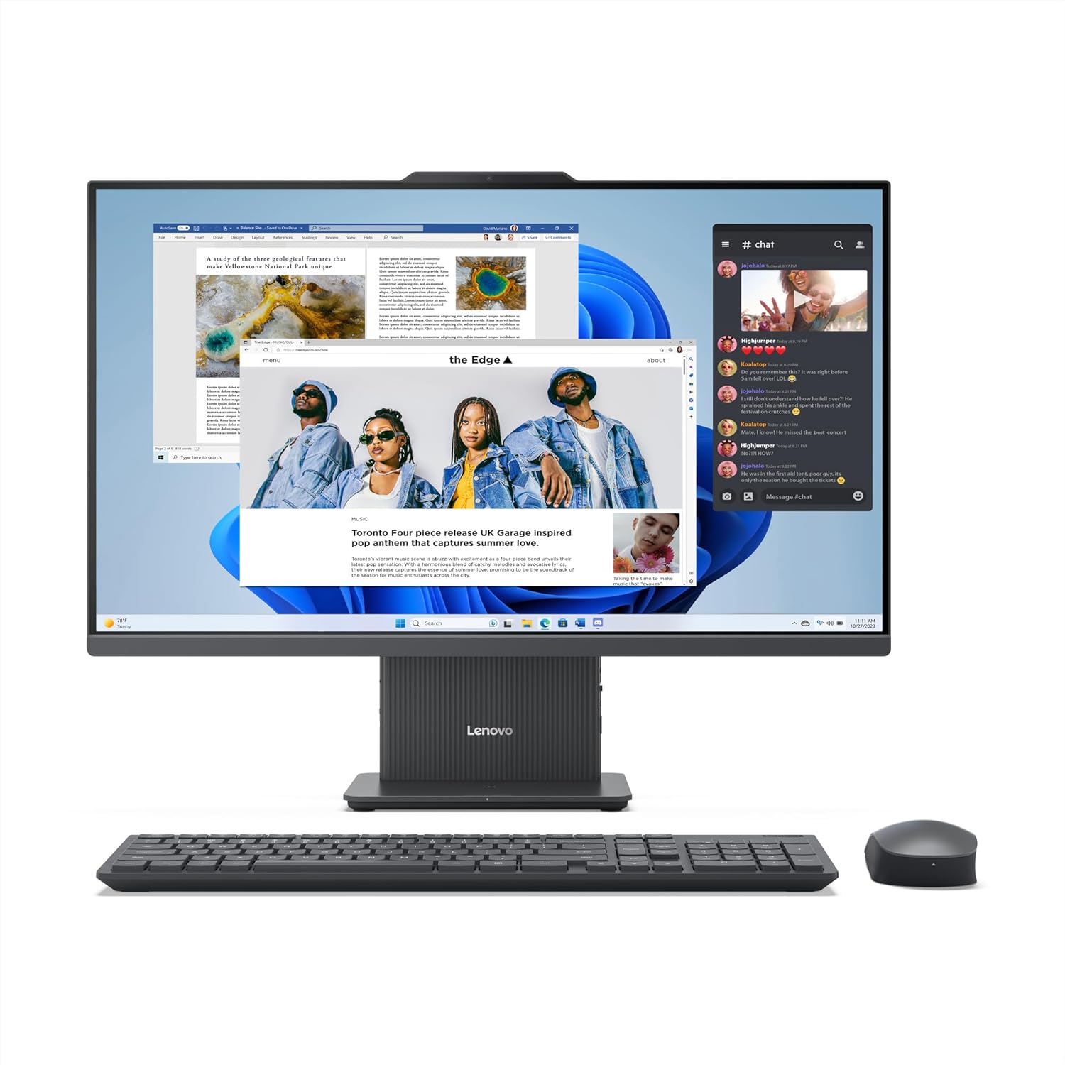 Lenovo IdeaCentre AIO 3 Desktop PC 27″ FHD (AMD Ryzen 7 8845HS Processor, 16 GB RAM, 512 GB SSD, Wi-Fi 6, Windows 11 Home) All-in-One Computer, Wireless Keyboard/Mouse (Luna Grey)