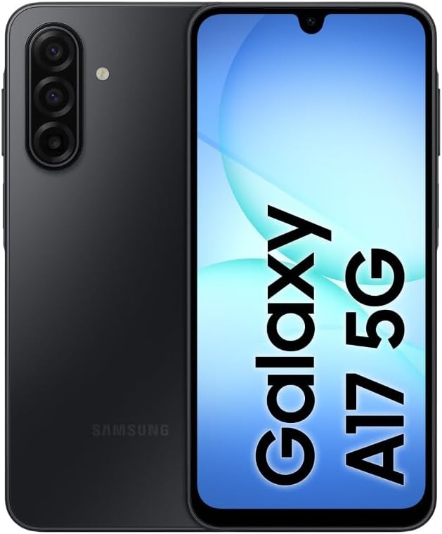 Samsung Galaxy A17 5G, AI Smartphone, Slim 7.5mm Frame, Large Screen, 50MP Camera, 128GB Storage, 4GB Memory, 5000 mAh Battery, Black, 3 Year Extended Warranty (UK Version)