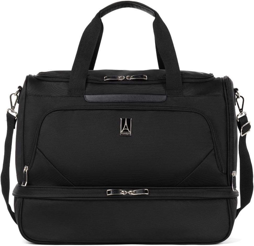 Travelpro Maxlite 5 Softside Carry-on Weekender with Drop-Bottom Compartment, Lightweight Overnight Travel Duffel Bag, Men and Women, Black, 40x48x23 cm