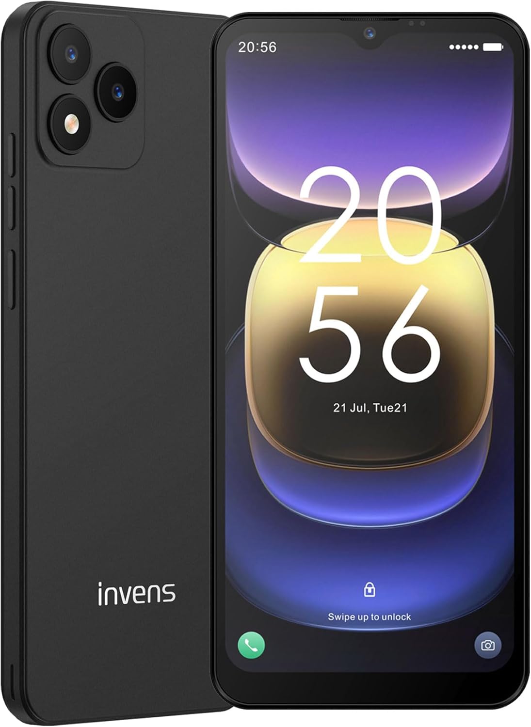 invens NOTE TK01 Android 4G Smartphone, 6.52″ HD+ Display, 4250mAh Battery, 16MP+5MP Camera, 4+32GB/256GB, Dual SIM, Face Unlock, OTG/GPS Unlocked Mobile Phone – Black
