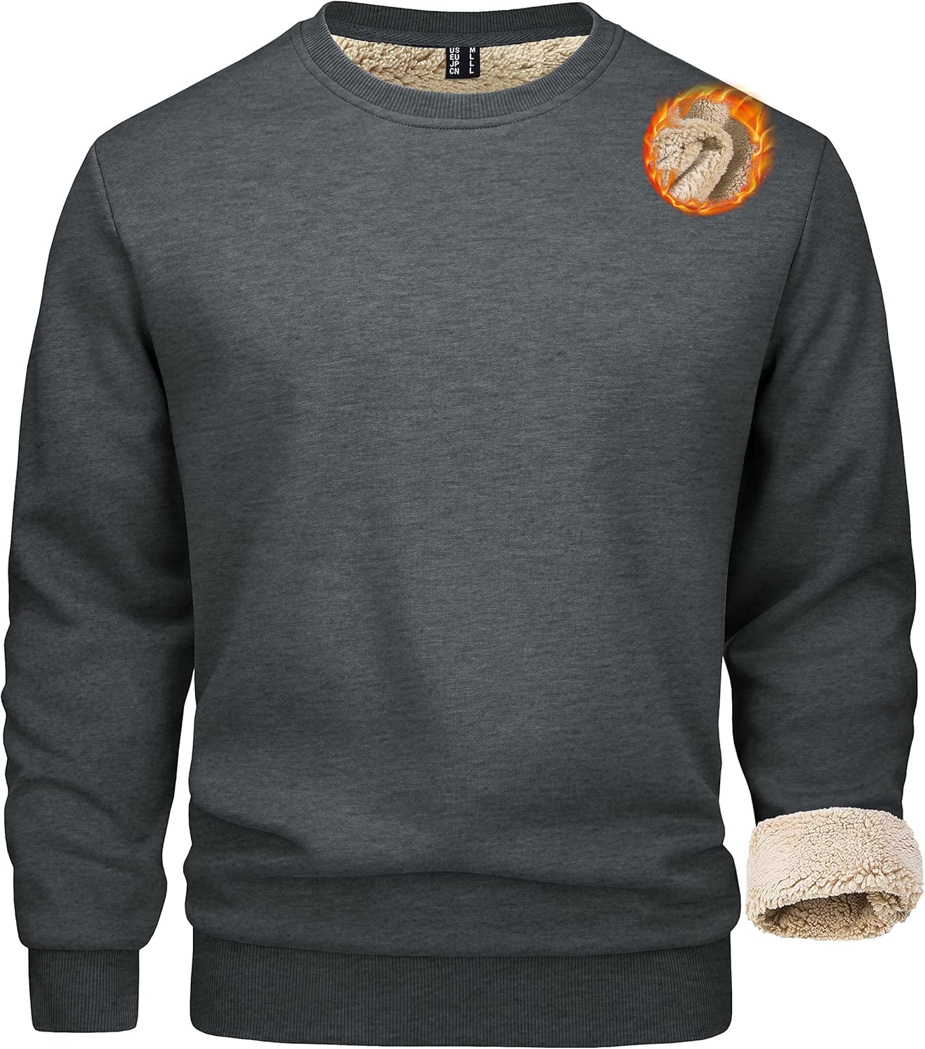 MAGCOMSEN Men’s Sweatshirts Fleece Jumper Thermal Pullover Crew Neck Sweater Winter Work Thermal Tops