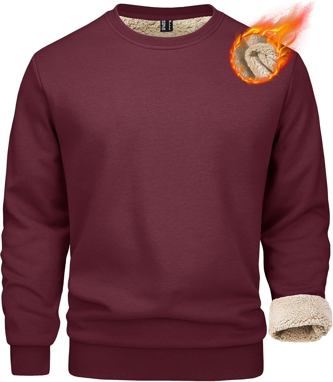 MAGCOMSEN Men’s Sweatshirts Fleece Jumper Thermal Pullover Crew Neck Sweater Winter Work Thermal Tops