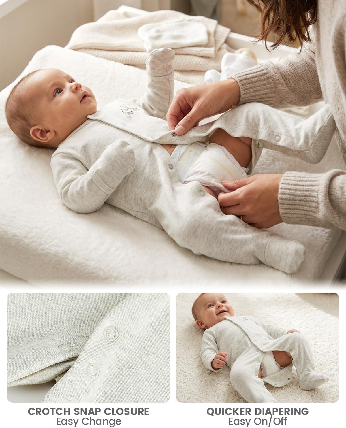 WYTbaby 3 Pack Baby Romper Cotton One Piece Newborn Jumpsuit Long Sleeve Bodysuit Baby Grows for 0-12 Months