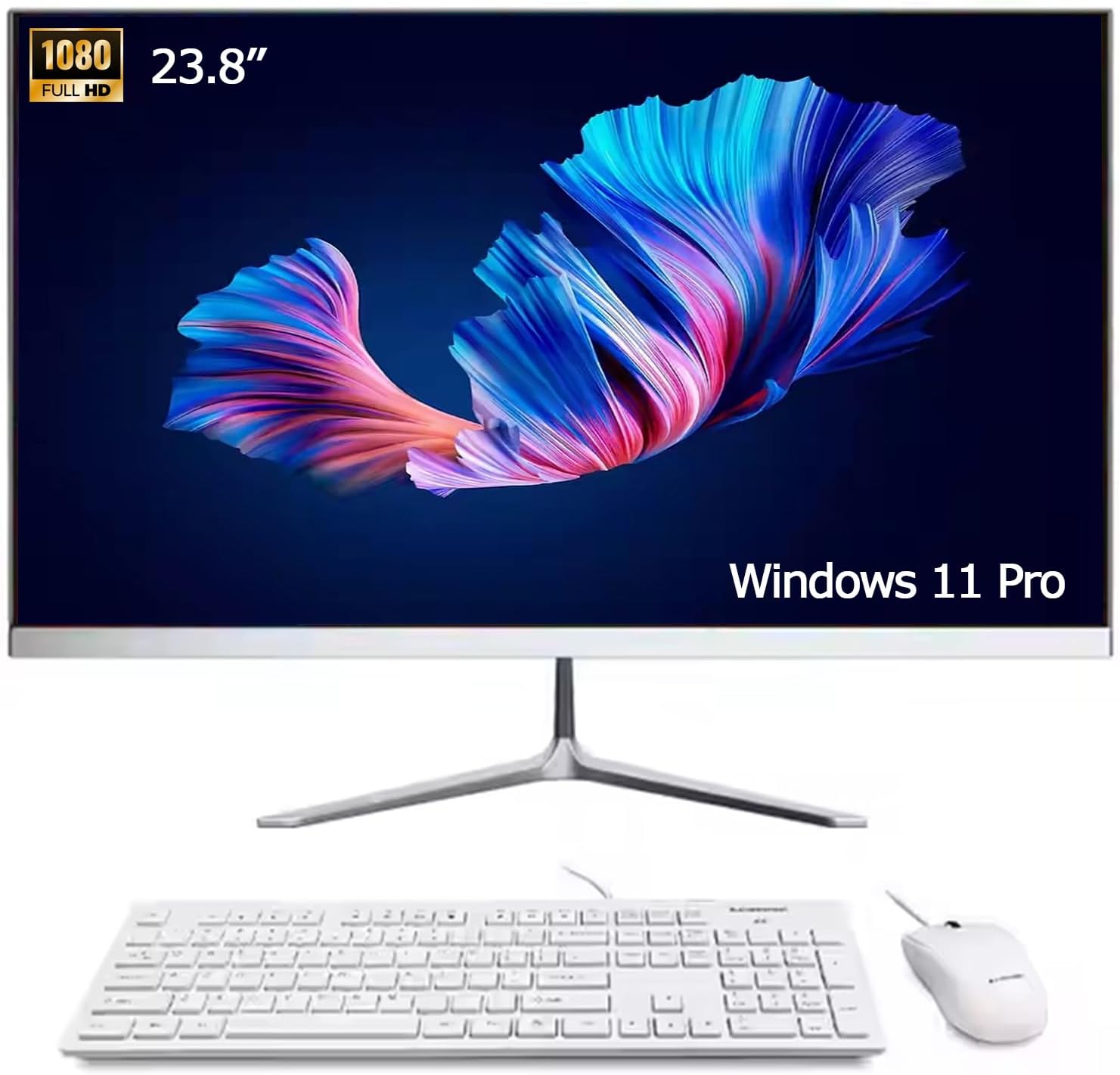 23.8″ FHD IPS All-in-One pc,Windows 11 Pro Desktop Computer,Intel i5 Processor up to 4.4 GHz, 16GB RAM,256GB SSD,Wi-Fi, USB,HDMI, QWERTY-Keyboard and Mouse