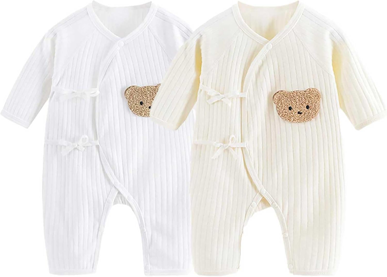 2PCS Newborn Infant’s Warm Cotton Bodysuit, Baby Sleepsuits, Baby Grow, Cotton Babygrows for Boys or Girls