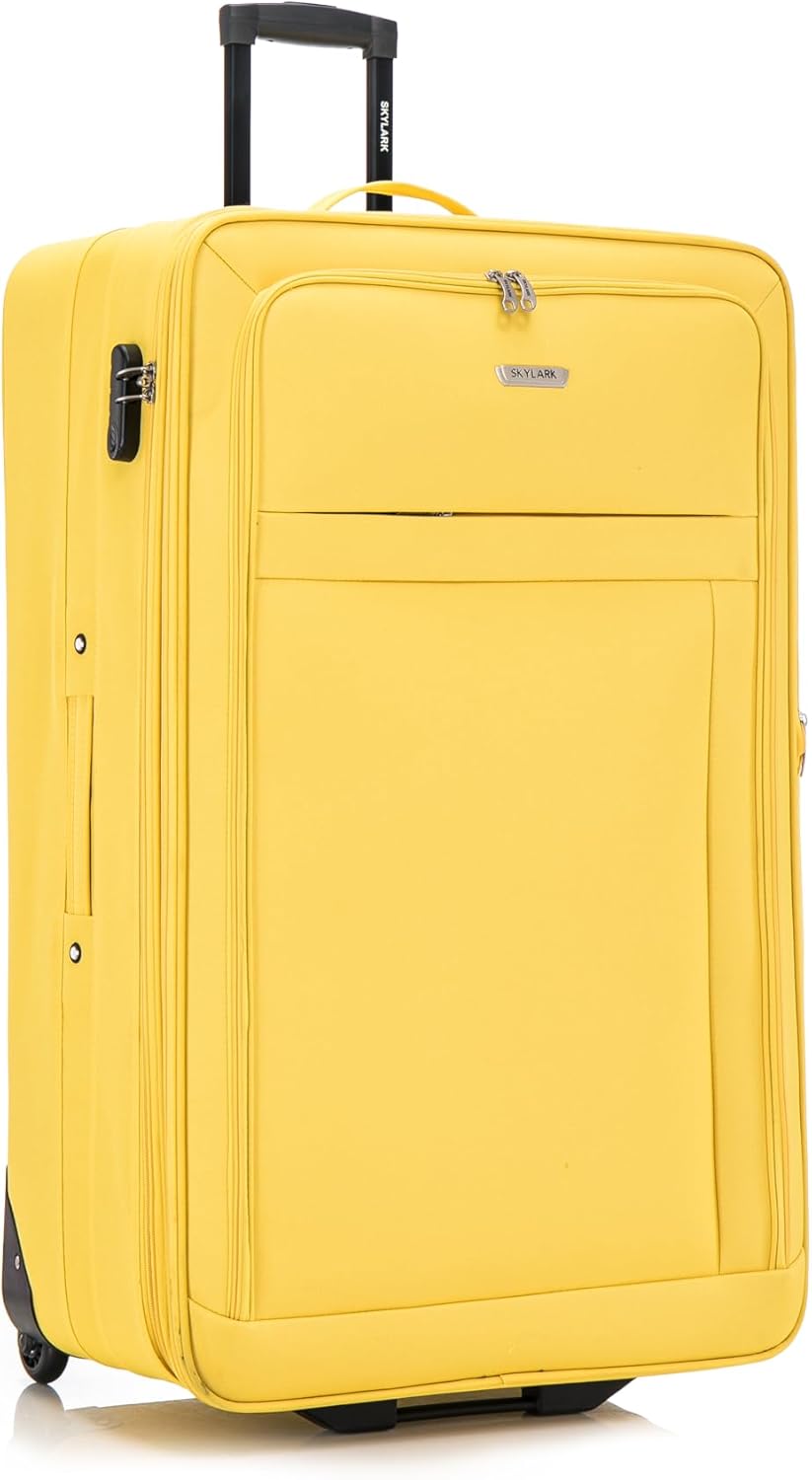 32″ Extra Large Suitcase Super Lightweight Luggage Integrated Combination Lock 20% Expandable 2 Wheel Soft Shell Check in Hold Luggage for 30kg