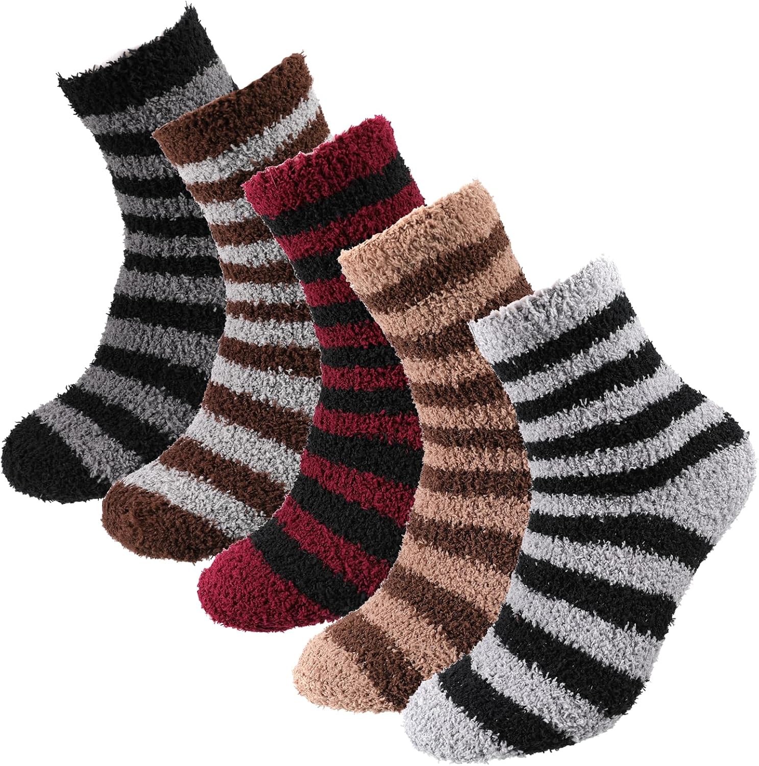 5 Pairs Mens Slipper Fluffy Socks, Winter Comfy Cozy Sleep Bed Socks Fuzzy Thermal Warm Socks High Elasticity Sock Non Slip for Men