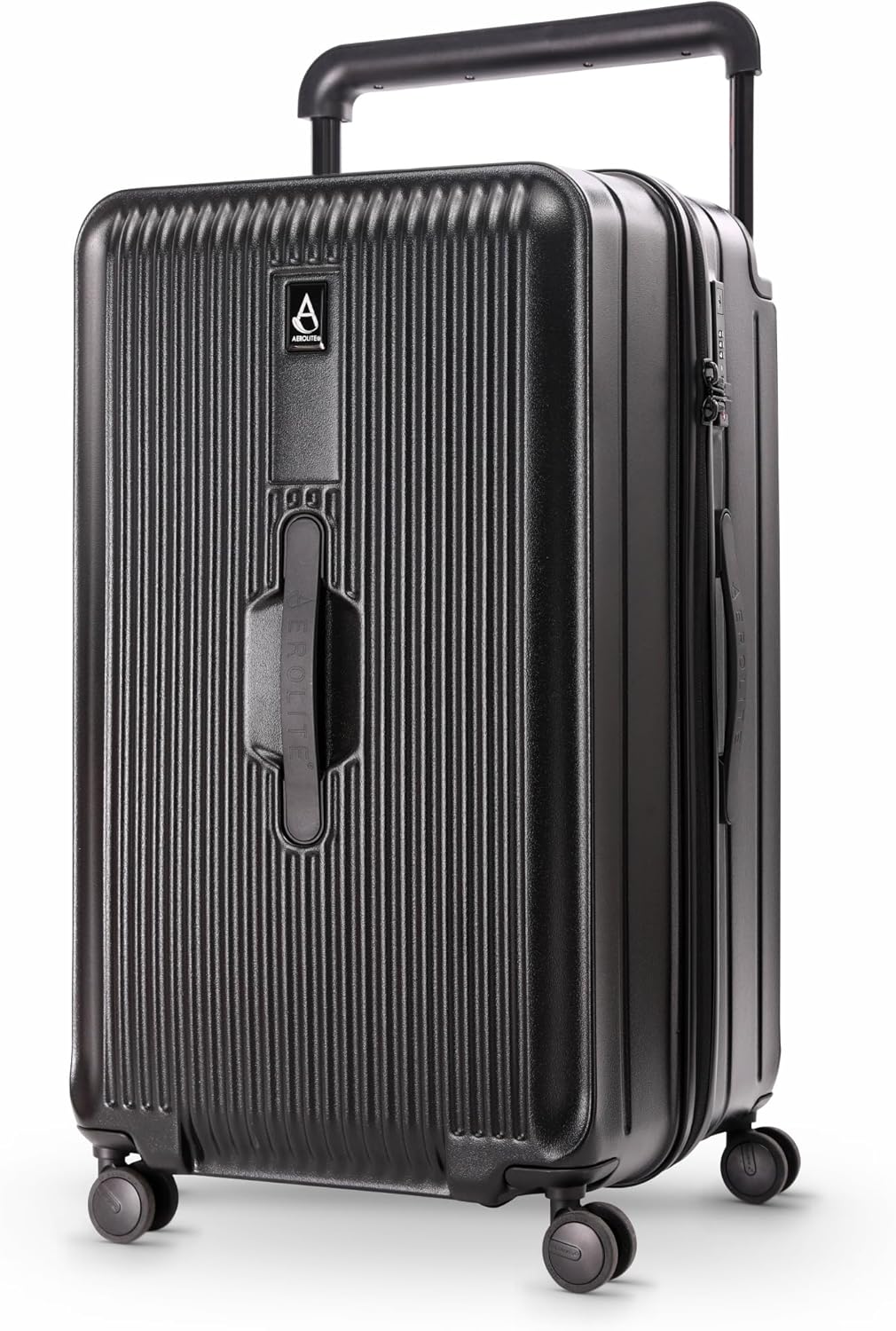 Aerolite M-Lite Large Premium 112L Travel Check in Checked Hold Luggage Suitcase Trunk with 4 + 1 Silent Wheels, Polypropylene Hard Shell, Waterproof Pocket, Foldable Divider Panels & TSA Lock, Black
