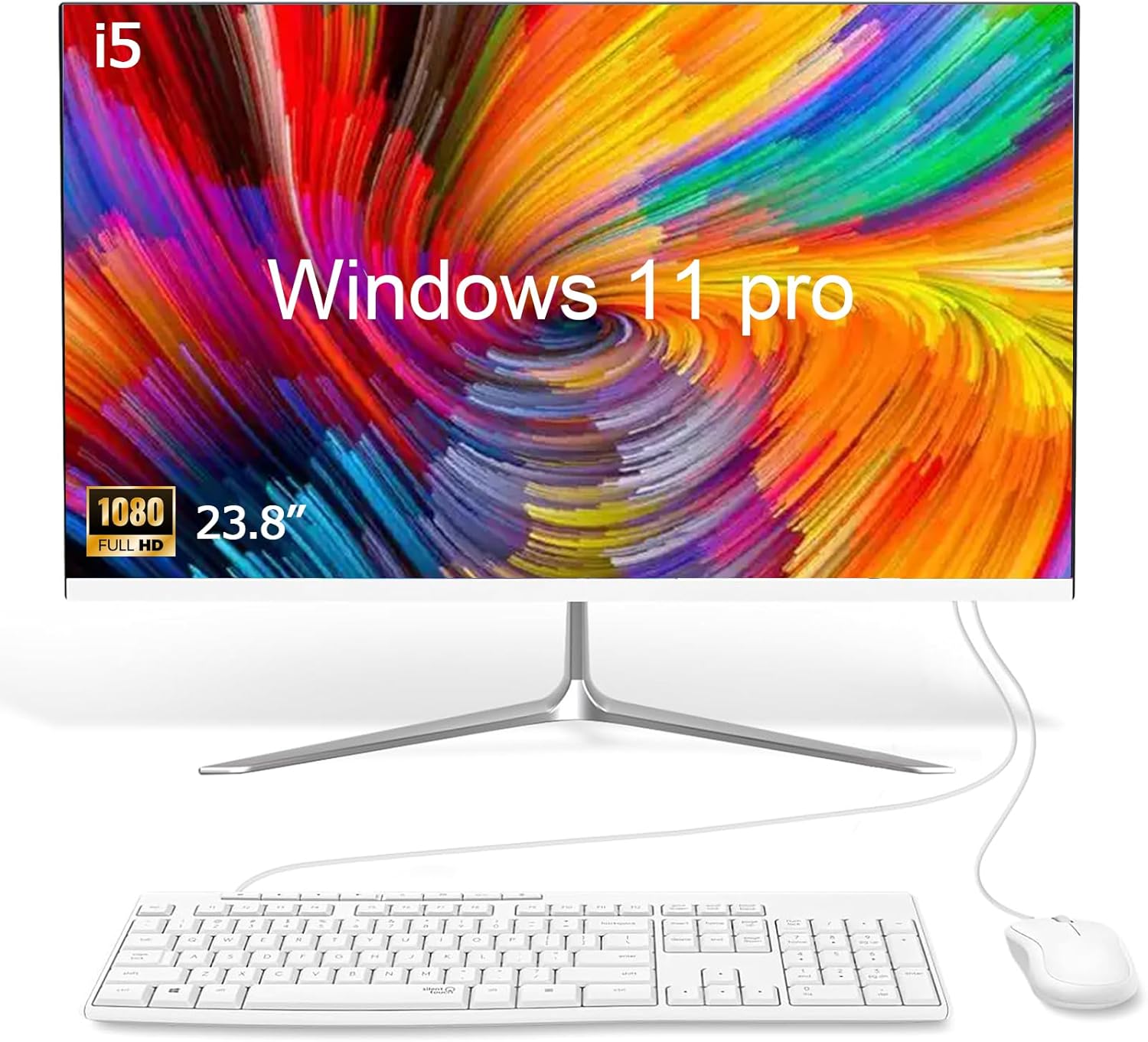All-in-One pc 23.8″ FHD IPS,Windows 11 Pro Desktop Computer, i5 Processor, 16GB RAM,256GB SSD,USB-C,HDMI, Wi-Fi, QWERTY-Keyboard and Mouse(Flat screen)