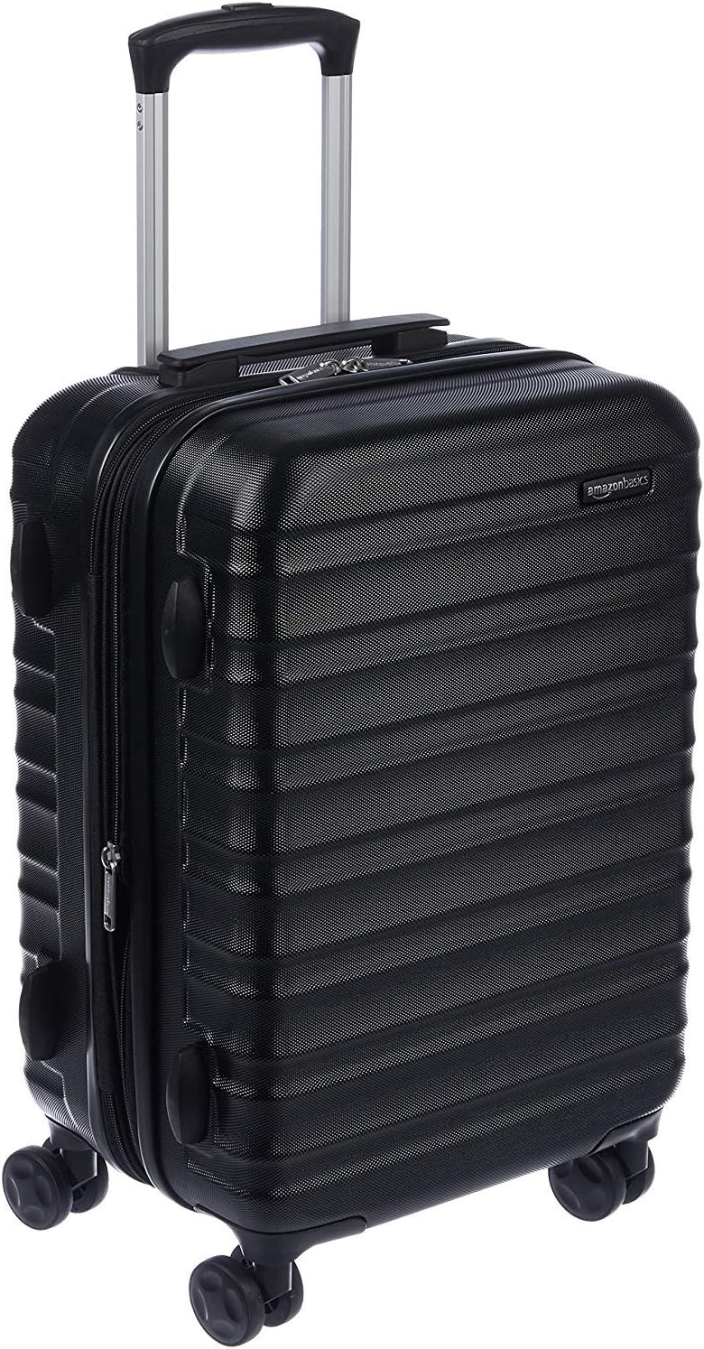 Amazon Basics Hardside Expandable Carry-on – ABS Travel Luggage with 4 Double Spinner Wheels – Scratch Resistant and Lightweight Construction – 37.5 x 25.5 x 55cm – Black