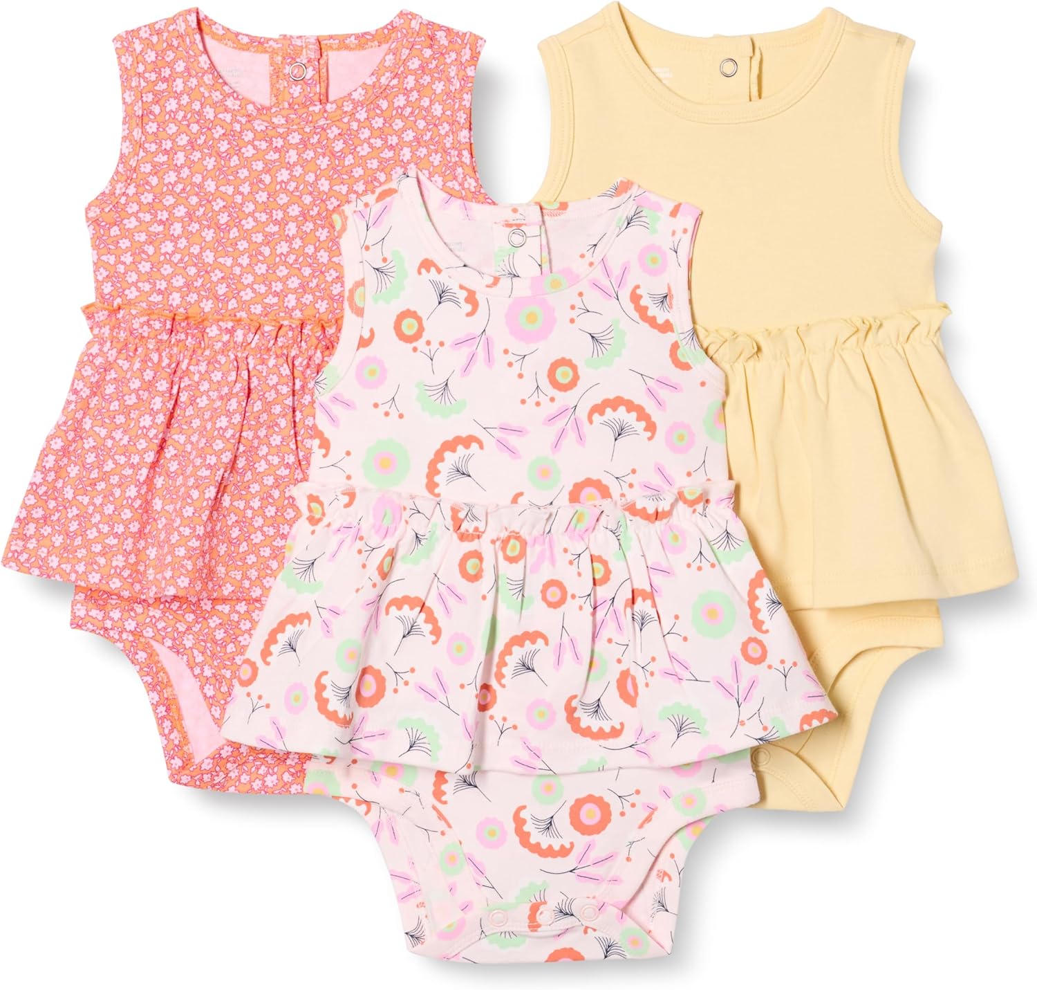 Amazon Essentials Toddlers and Baby Girls’ Sleeveless Bodysuit Dress, Pack of 3