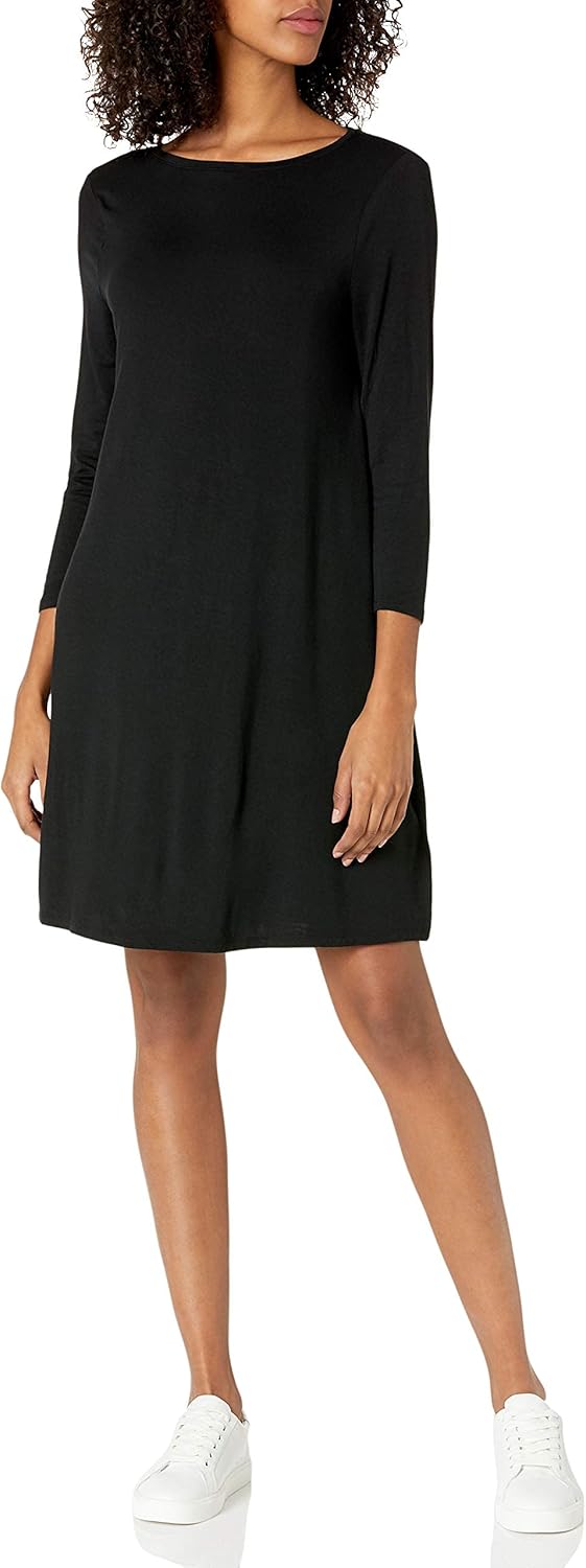 Amazon Essentials Women’s 3/4 Sleeve Boat-Neck Dress (Available in Plus Size)