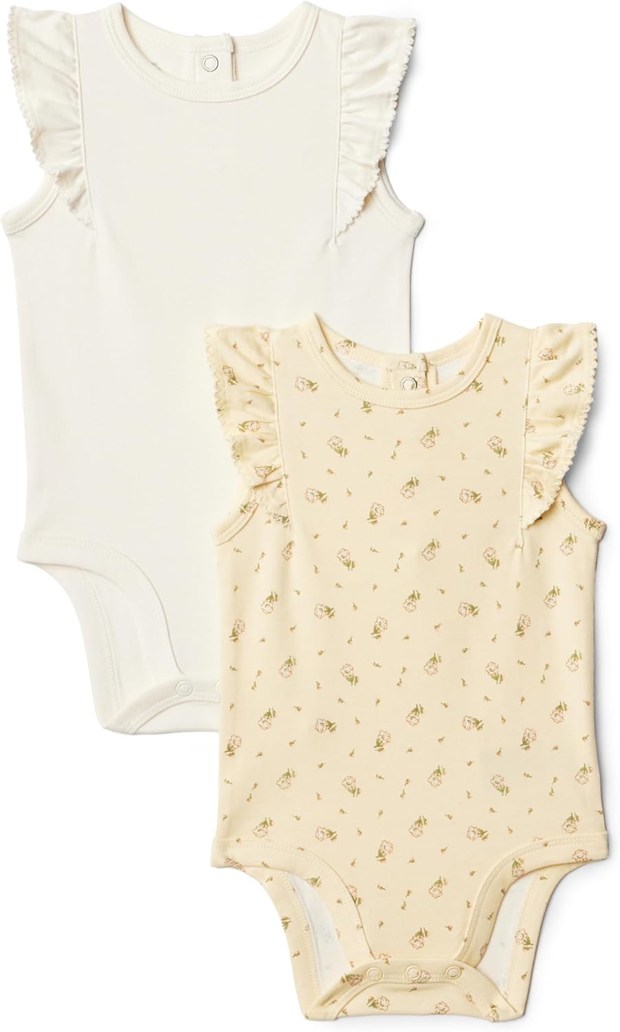 Amazon Essentials x Sofia Grainge Baby Girls’ Embroidered Ruffle Bodysuit, Pack of 2