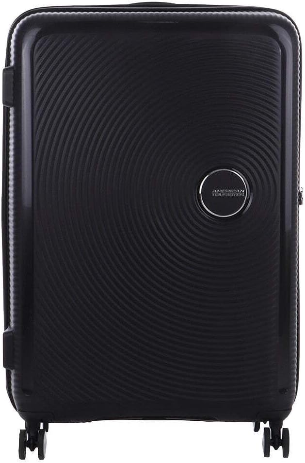 American Tourister Soundbox – Hard Shell Suitcase 77 cm Large – Trolley Suitcase with 4 Wheels, TSA Lock, Expandable & Light – 97/110 L – Black (Bass Black)