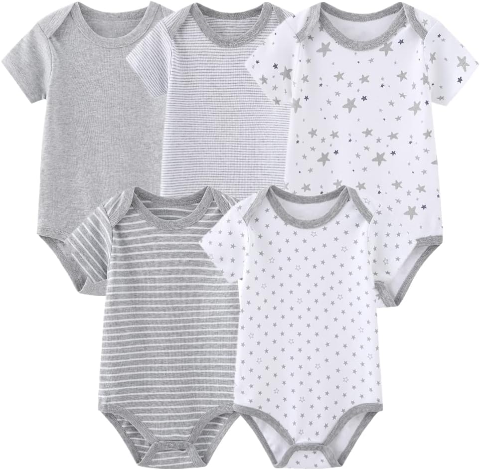 Baby Bodysuits Baby Pants Trousers Baby Clothes Short Sleeve Bodysuits One-Piece for Baby Boys and Girls