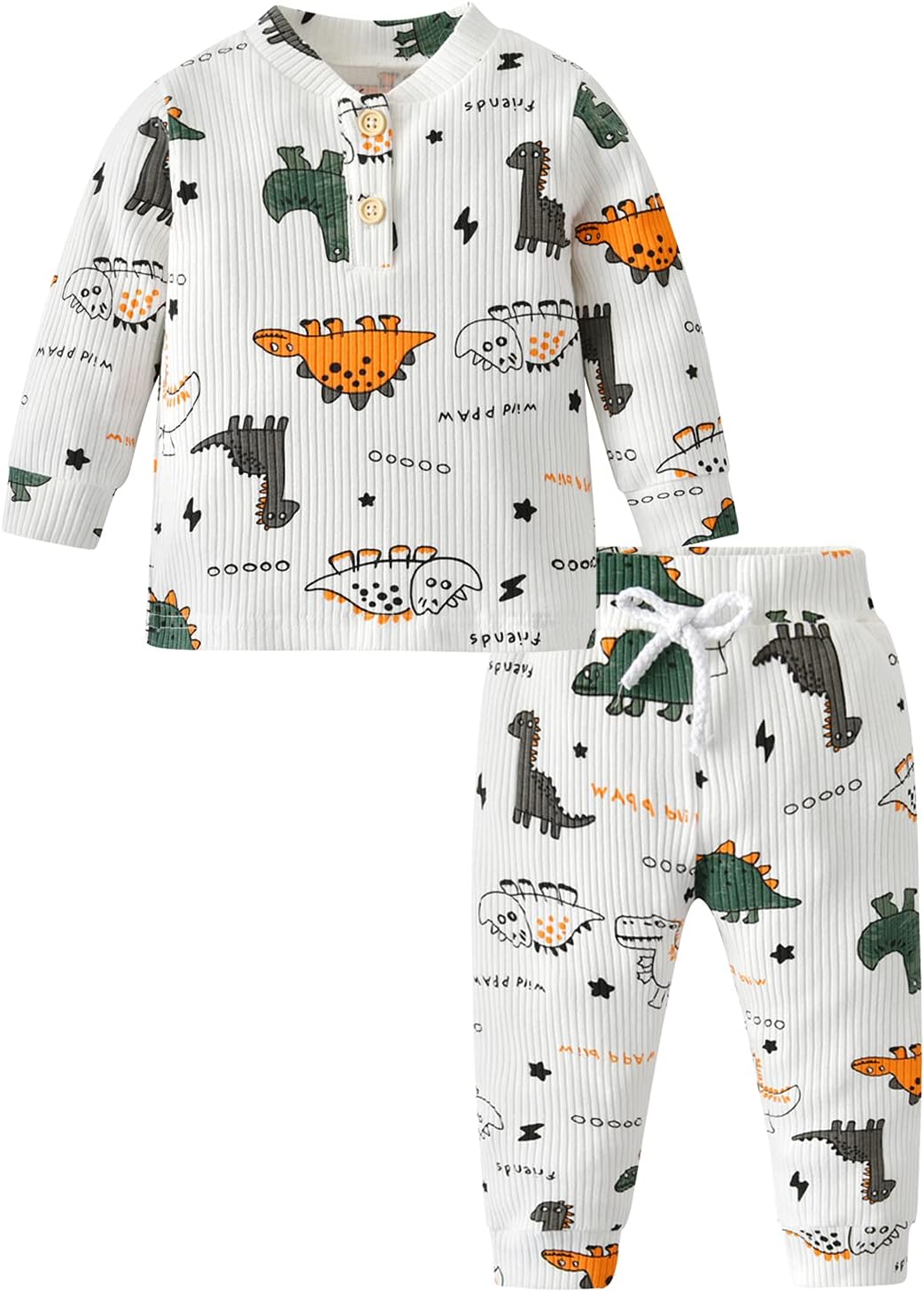 Baby Boy Clothes Infant Dinosaur Print Long Sleeve Tops + Pants Outfits Sets