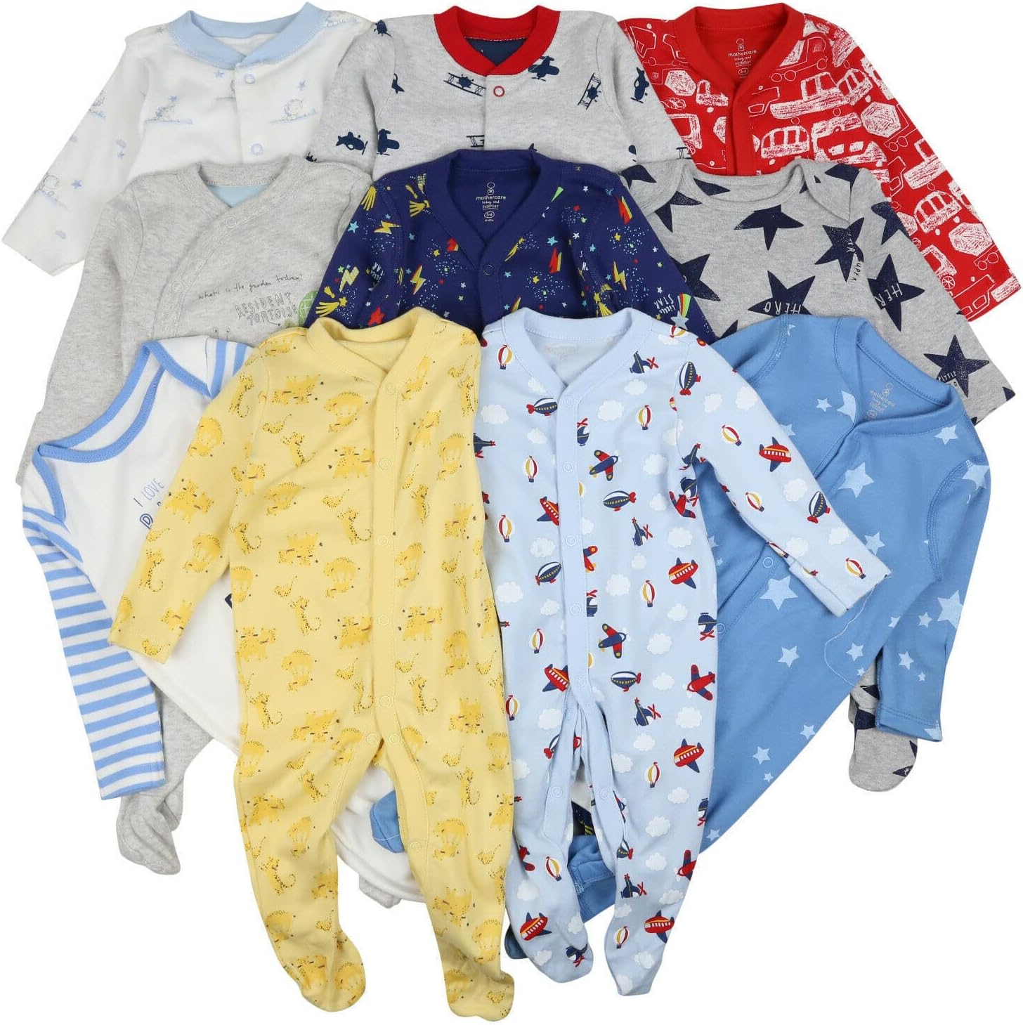 Baby Boys Sleepsuits 3 Pack Babygrows TinyBaby – 36 Months New
